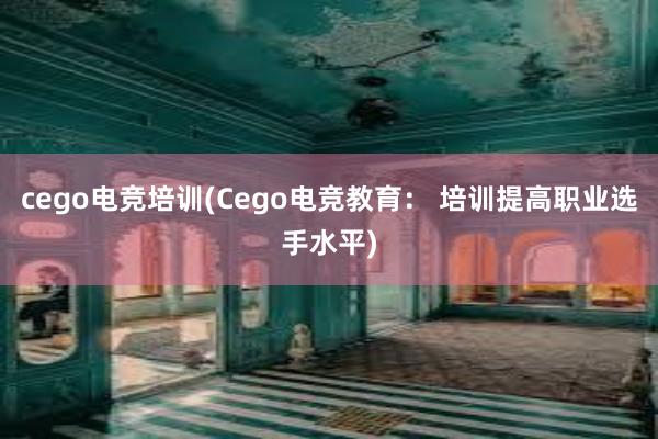 cego电竞培训(Cego电竞教育： 培训提高职业选手水平)