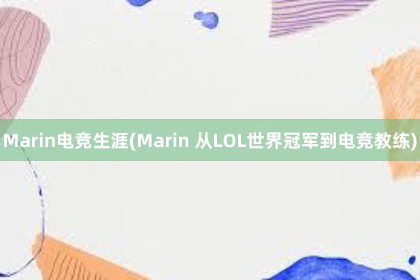 Marin电竞生涯(Marin 从LOL世界冠军到电竞教练)