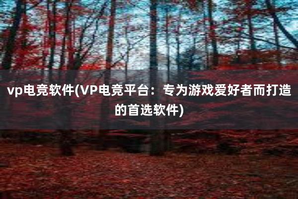 vp电竞软件(VP电竞平台：专为游戏爱好者而打造的首选软件)