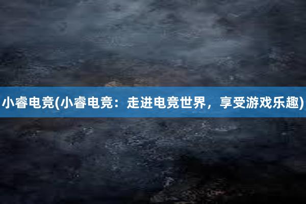 小睿电竞(小睿电竞：走进电竞世界，享受游戏乐趣)