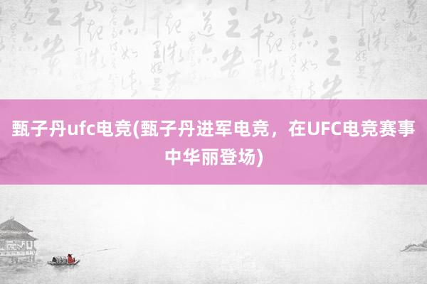 甄子丹ufc电竞(甄子丹进军电竞，在UFC电竞赛事中华丽登场)