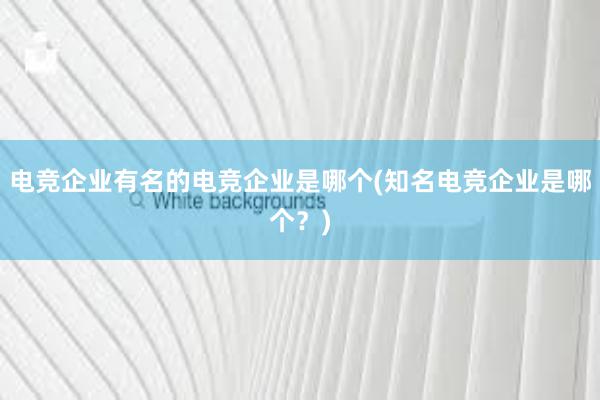 电竞企业有名的电竞企业是哪个(知名电竞企业是哪个？)