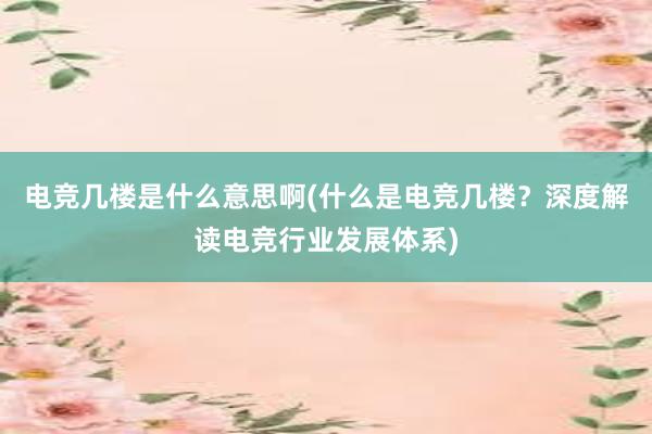 电竞几楼是什么意思啊(什么是电竞几楼？深度解读电竞行业发展体系)