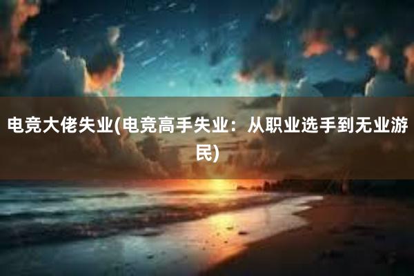 电竞大佬失业(电竞高手失业：从职业选手到无业游民)