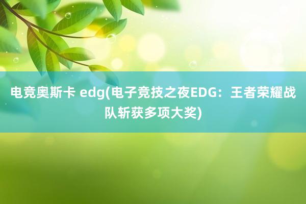 电竞奥斯卡 edg(电子竞技之夜EDG：王者荣耀战队斩获多项大奖)