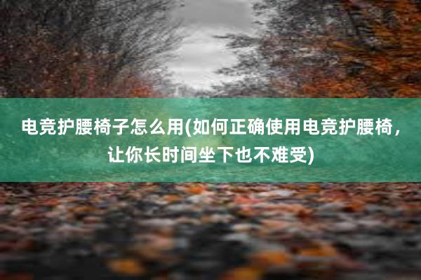 电竞护腰椅子怎么用(如何正确使用电竞护腰椅，让你长时间坐下也不难受)