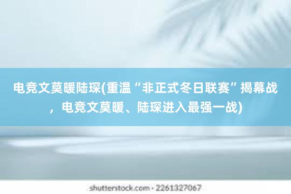 电竞文莫暖陆琛(重温“非正式冬日联赛”揭幕战，电竞文莫暖、陆琛进入最强一战)