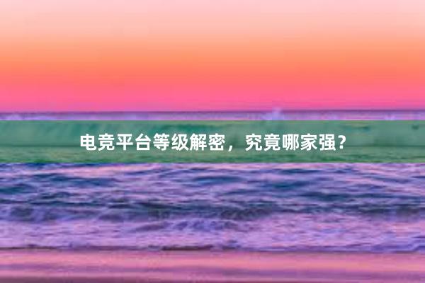 电竞平台等级解密，究竟哪家强？