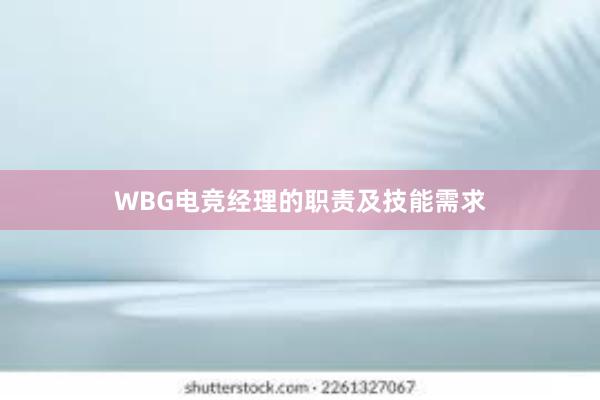 WBG电竞经理的职责及技能需求