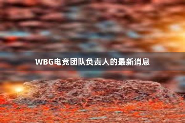 WBG电竞团队负责人的最新消息