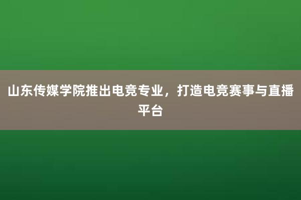 山东传媒学院推出电竞专业，打造电竞赛事与直播平台