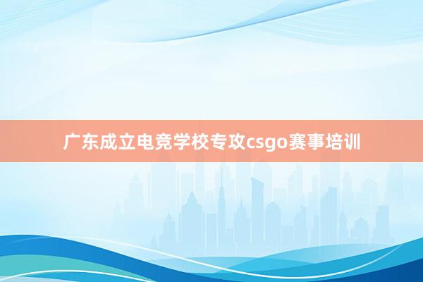 广东成立电竞学校专攻csgo赛事培训