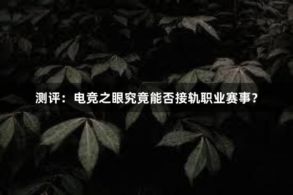 测评：电竞之眼究竟能否接轨职业赛事？