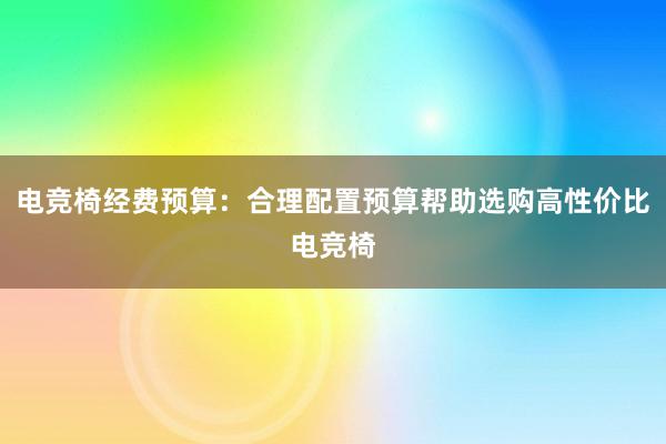 电竞椅经费预算：合理配置预算帮助选购高性价比电竞椅