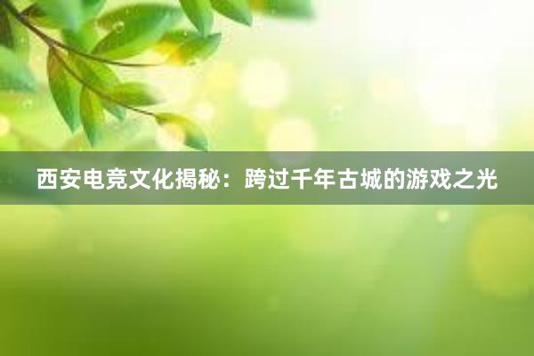 西安电竞文化揭秘：跨过千年古城的游戏之光