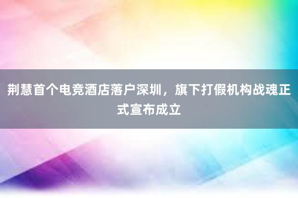 荆慧首个电竞酒店落户深圳，旗下打假机构战魂正式宣布成立